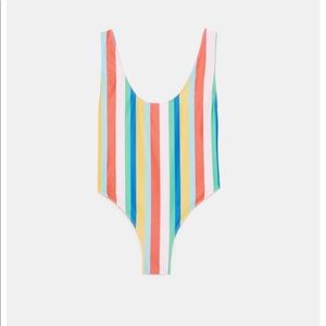 NWT! Zara Multicolored Stripe Swimsuit - M…